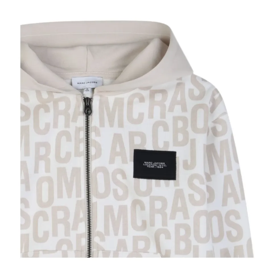 Felpa con cappuccio e zip monogramma
