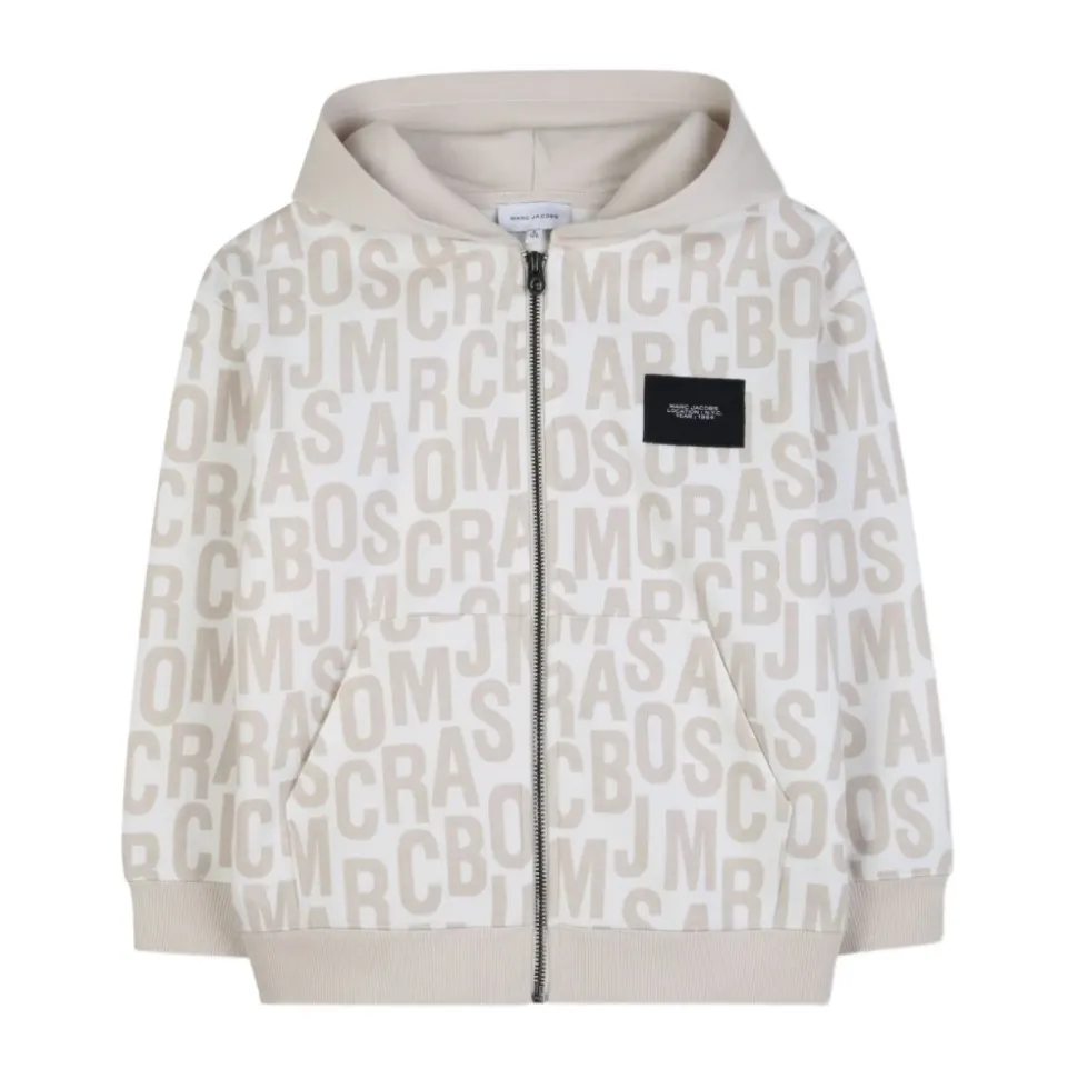 Felpa con cappuccio e zip monogramma