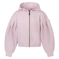 Felpa con cappuccio in cotone con zip e ricamo