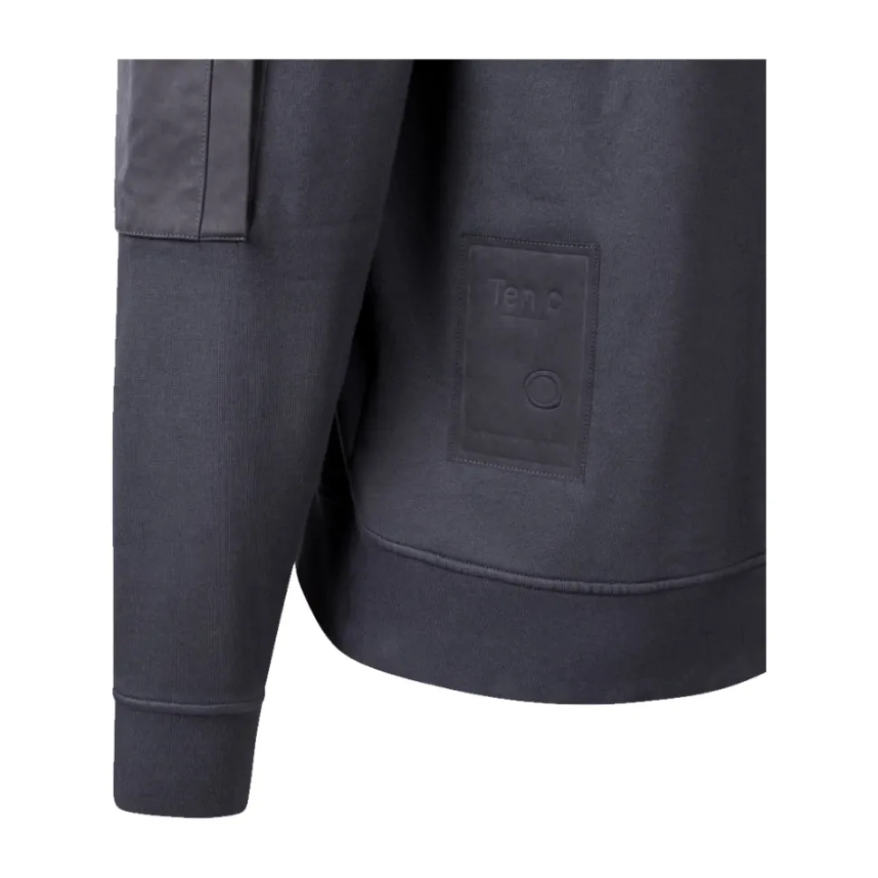 Felpa con zip corta in pile diagonale tinto in capo