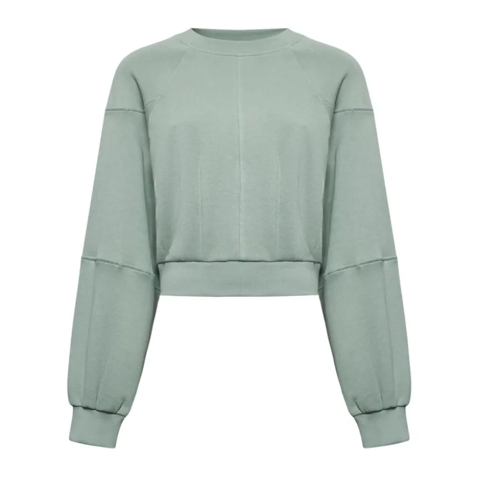 Felpa cropped con maniche a palloncino