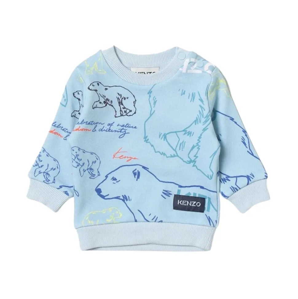 Felpa Girocollo a Maniche Lunghe con Stampa Logo All-Over