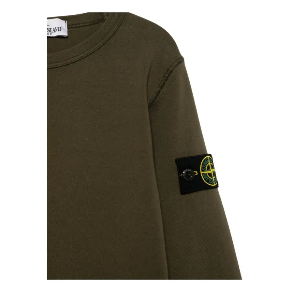 Felpa Girocollo Verde con Badge