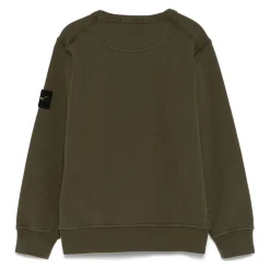Felpa Girocollo Verde con Badge
