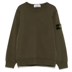 Felpa Girocollo Verde con Badge