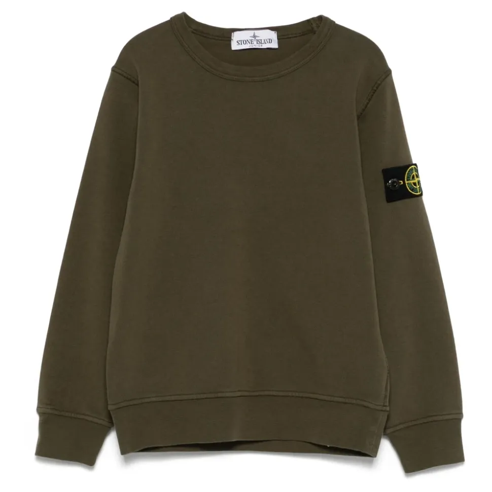 Felpa Girocollo Verde con Badge