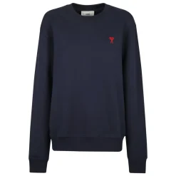 Felpa in cotone con logo rosso ricamato
