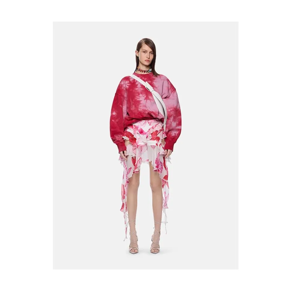 Felpa Oversize Tie-Dye Rossa e Rosa