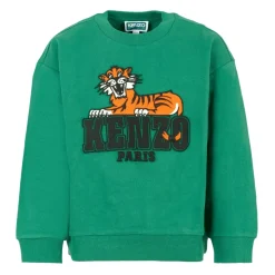 Felpa verde con tigre ricamata