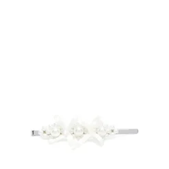 Fiocco bianco con perle finte accessorio per capelli