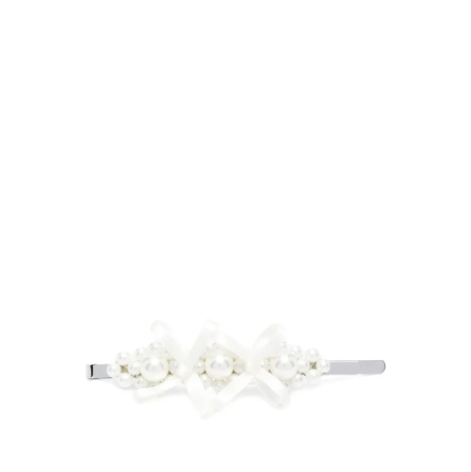 Fiocco bianco con perle finte accessorio per capelli