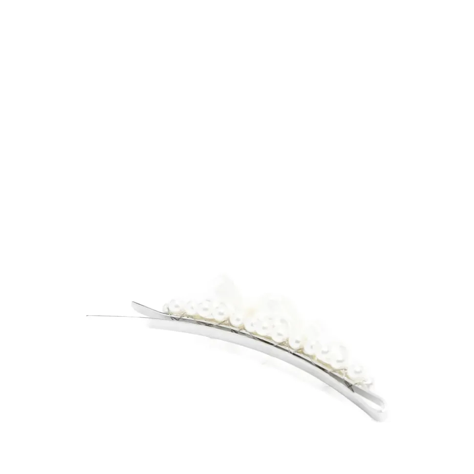 Fiocco bianco con perle finte accessorio per capelli