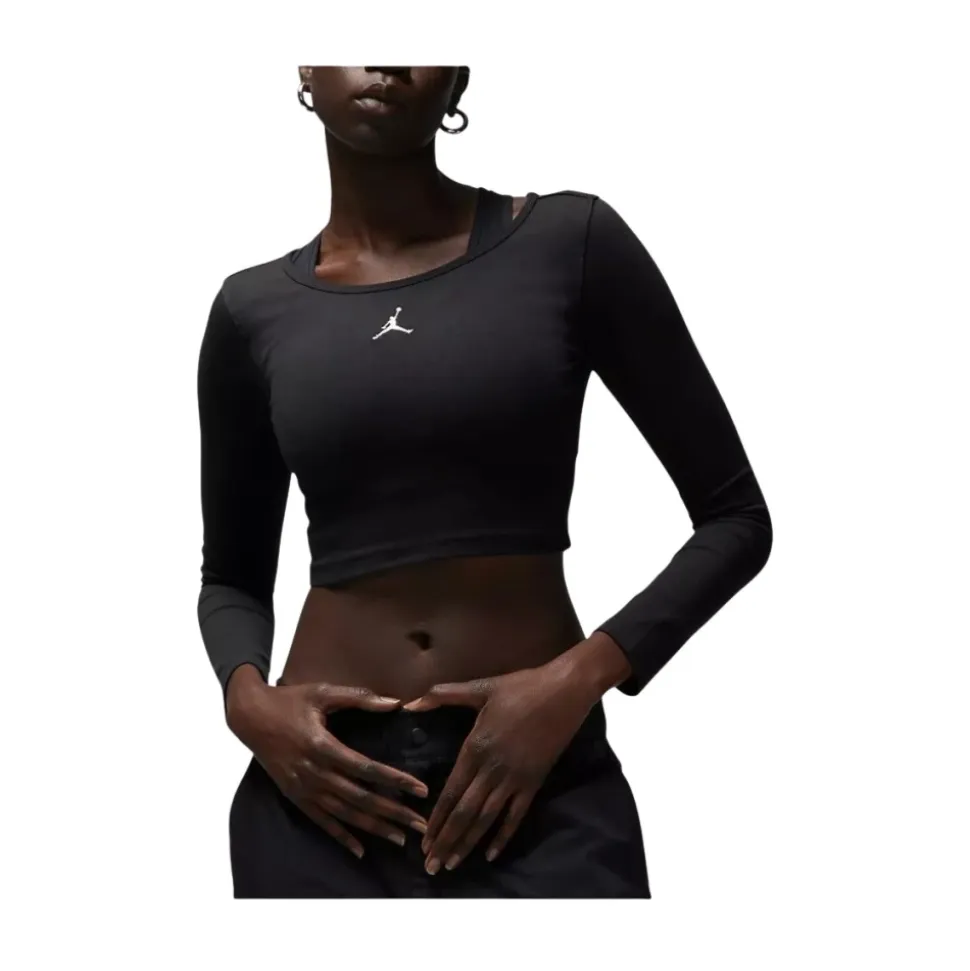 Flight Cropped T-Shirt a Maniche Lunghe