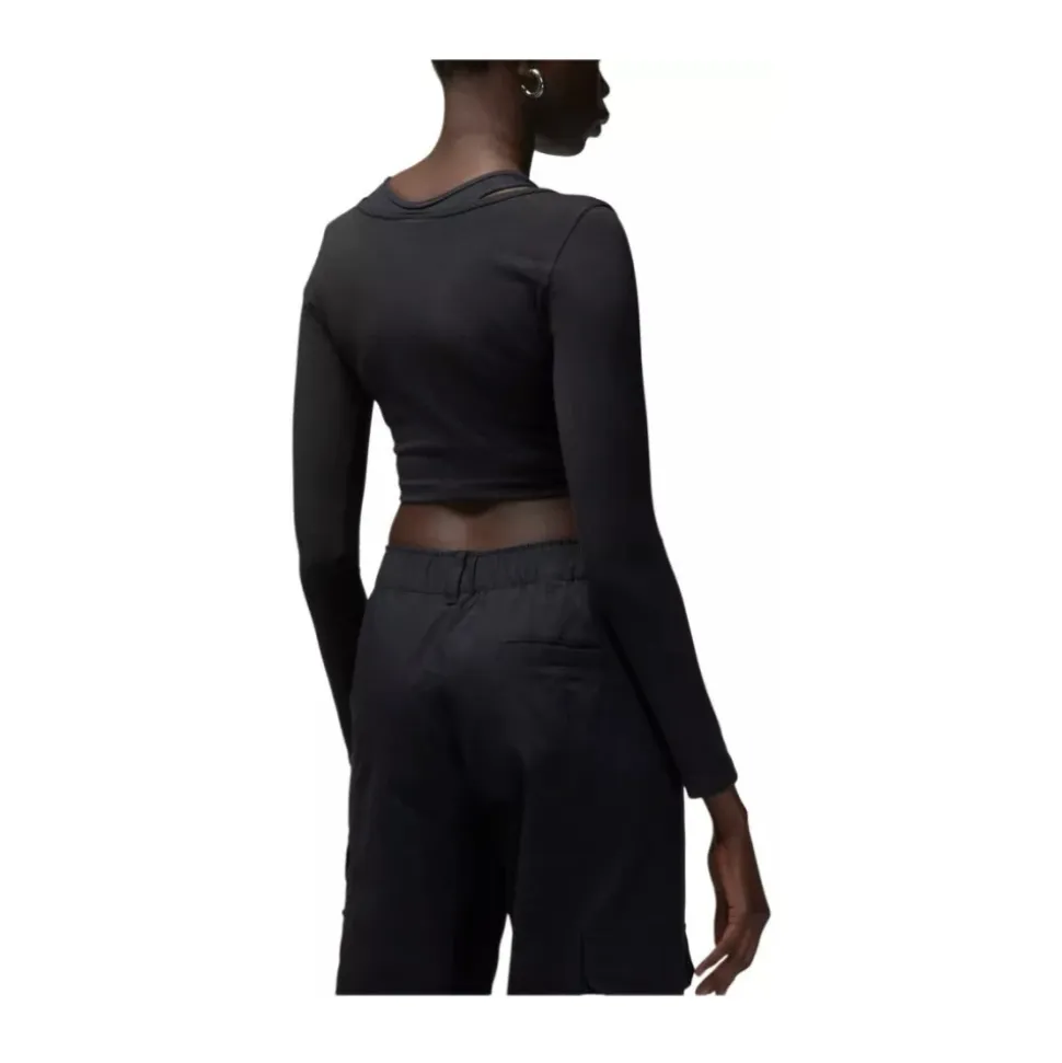 Flight Cropped T-Shirt a Maniche Lunghe