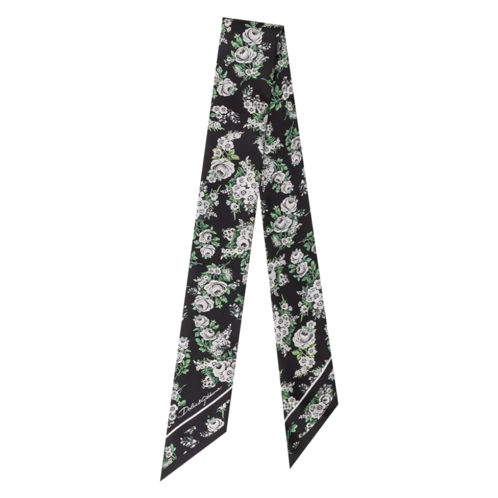 Foulard Bandeau Floreale in Twill di Seta
