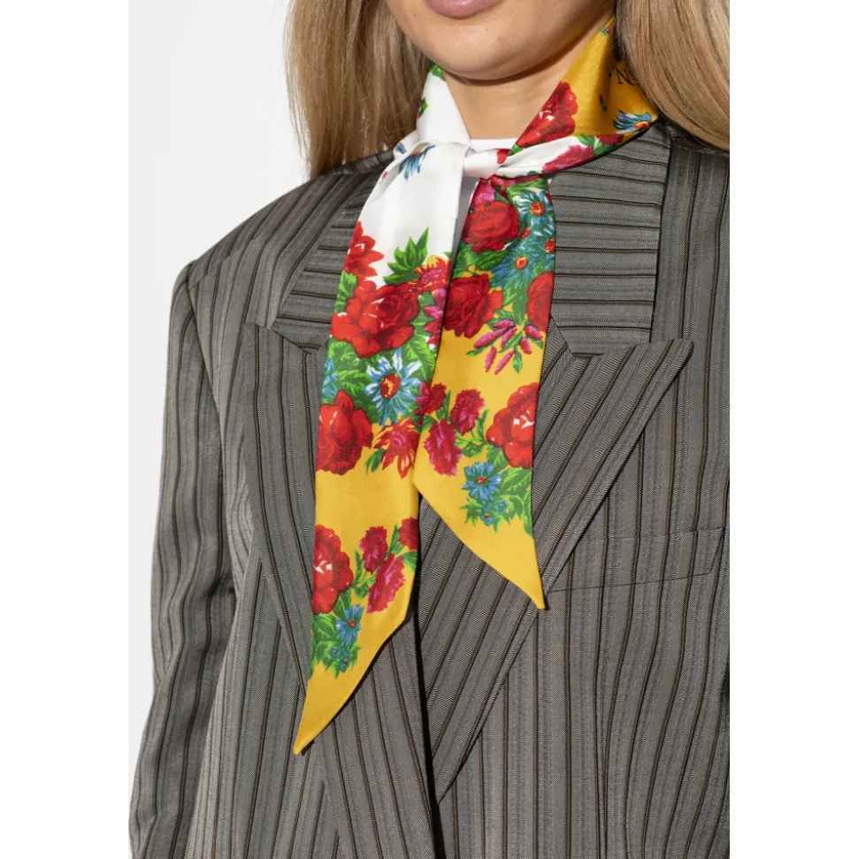 Foulard in Seta con Motivo Floreale
