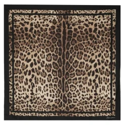 Foulard in twill di seta con stampa leopardata