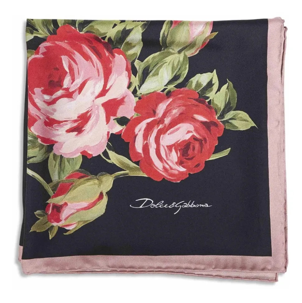 Foulard in Twill di Seta con Stampa Floreale