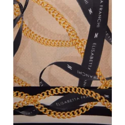 Foulard in Twill di Seta con Stampa Catena e Nastro
