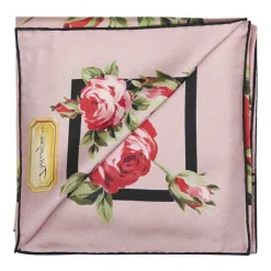 Foulard in twill di seta con stampa bouquet di rose