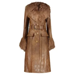 Giacca in pelle con inserti in pelliccia