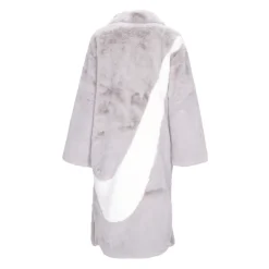 Giacca Lunga in Finta Pelliccia con Zip