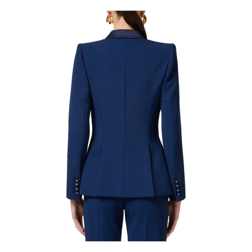 Giacca Tuxedo in Crêpe con Revers in Raso