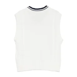 Gilet in maglia a trecce con scollo a V