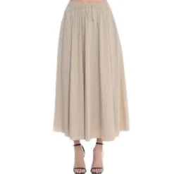 Gonna Beige con Coulisse e Tasche