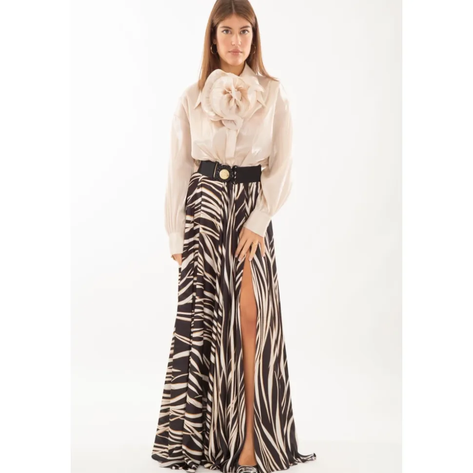 Gonna con spacco laterale Animalier in MULTICOLOR