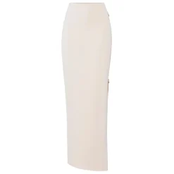Gonna in leggero tessuto crêpe con zip gioiello