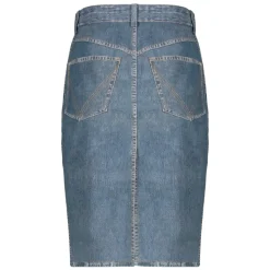 Gonna Midi Effetto Denim con Spacco