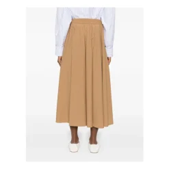 Gonna Midi Svasata Beige con Tasche