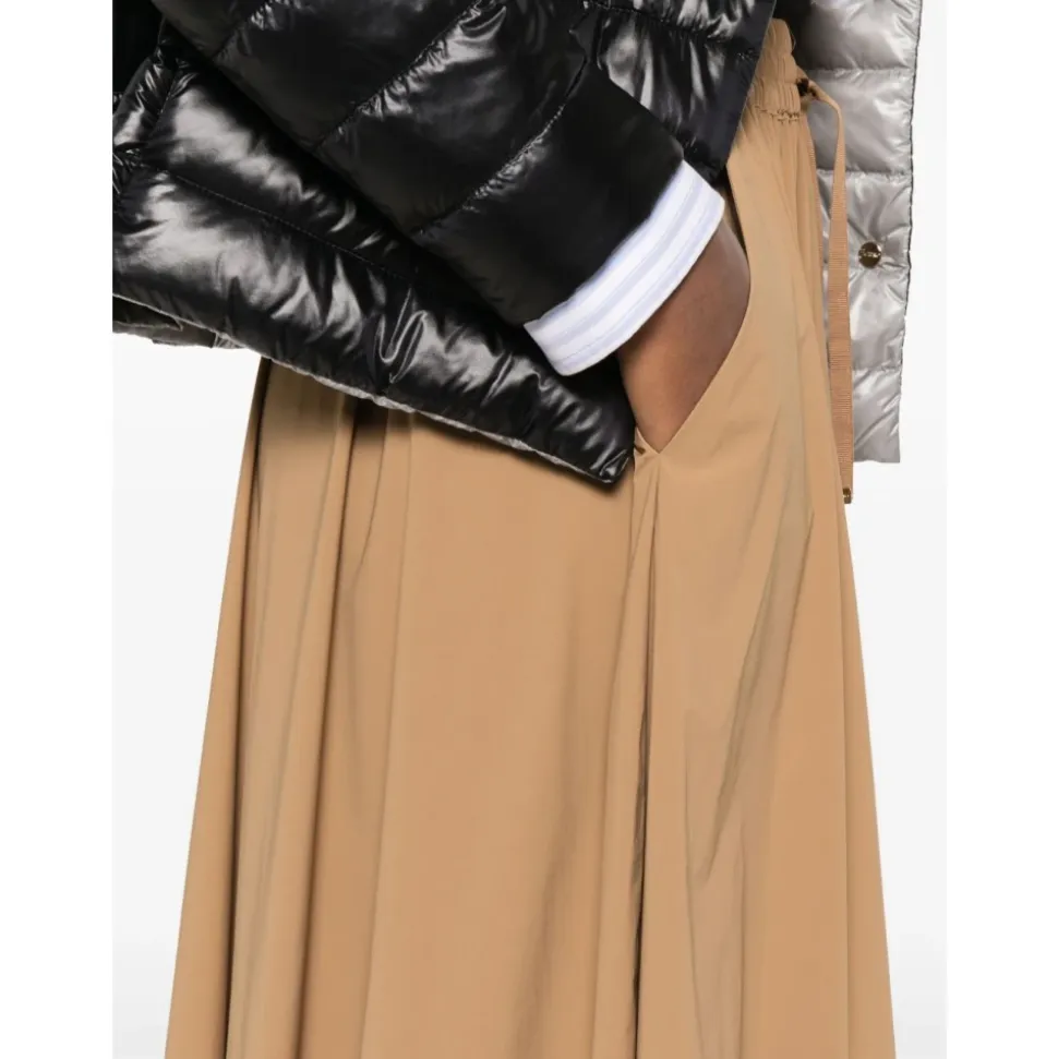 Gonna Midi Svasata Beige con Tasche