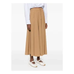 Gonna Midi Svasata Beige con Tasche