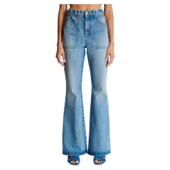 Jeans a vita alta flare in denim