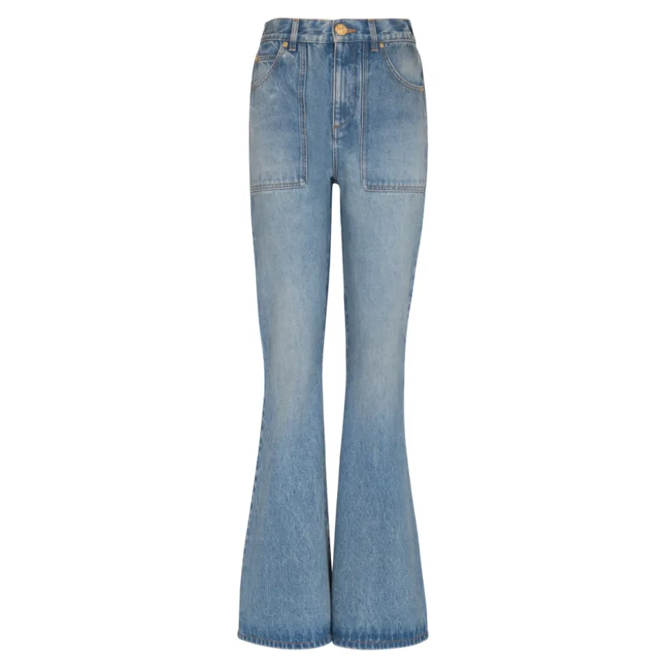 Jeans a vita alta flare in denim