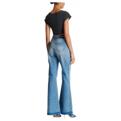 Jeans a vita alta flare in denim