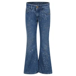 Jeans a Zampa Blu con Stelle in Lurex