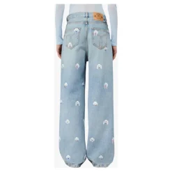 Jeans Baggy con Stampa Barboncino