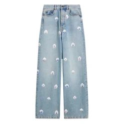 Jeans Baggy con Stampa Barboncino