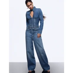 Jeans baggy con stringhe