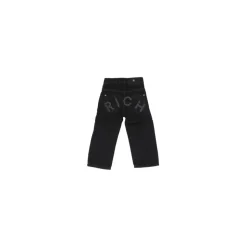 Jeans Bambino Nero Logo Zip Bottone