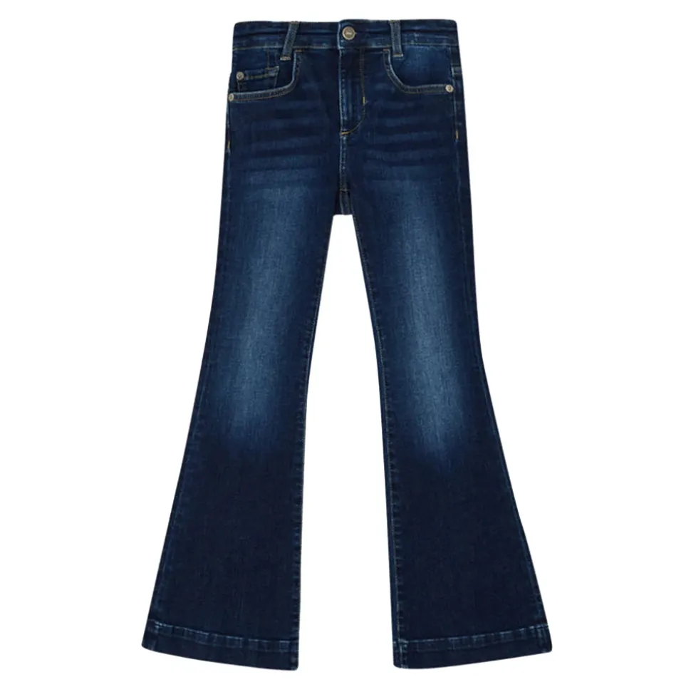 Jeans elasticizzato cinque tasche a lavaggio medio con fondo largo