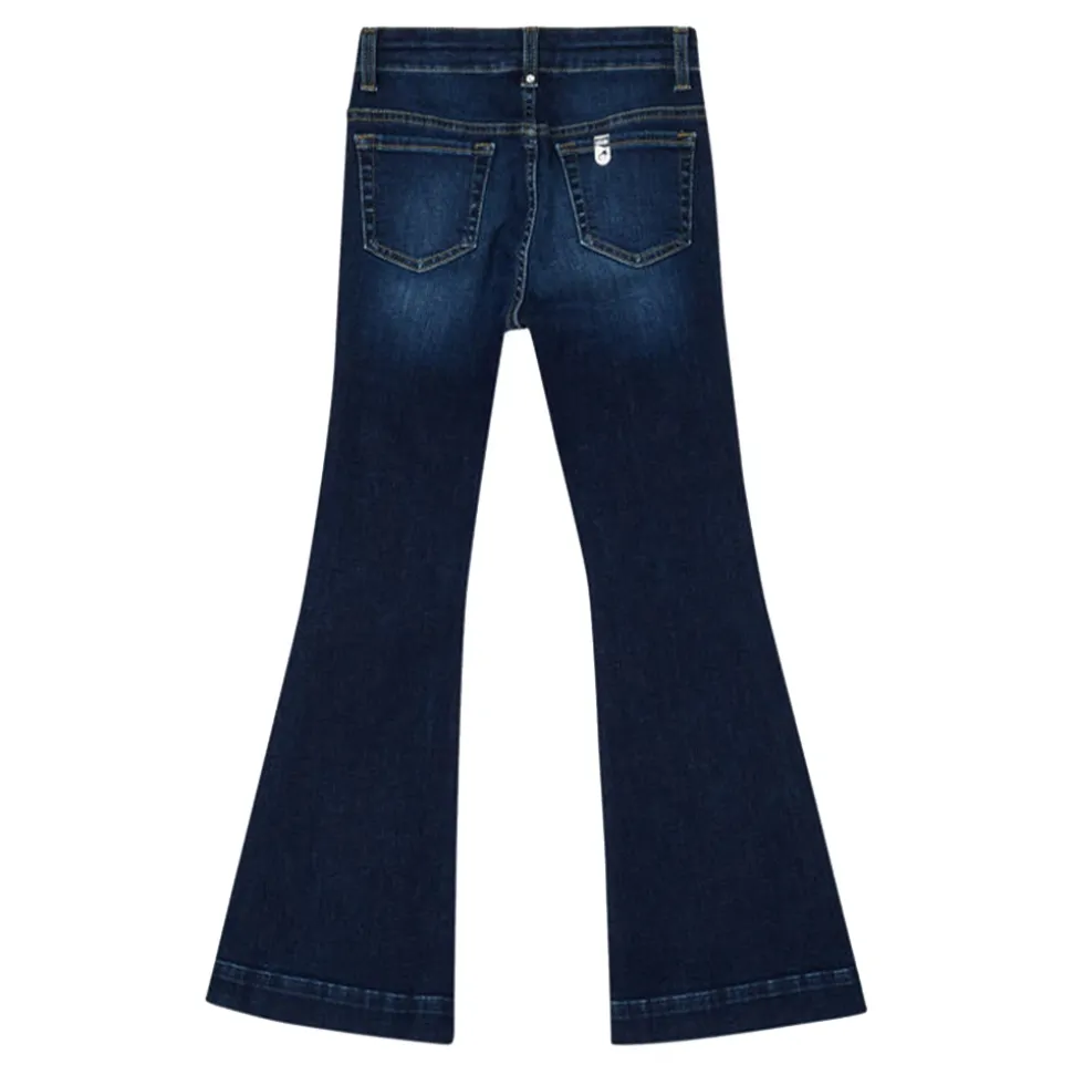 Jeans elasticizzato cinque tasche a lavaggio medio con fondo largo