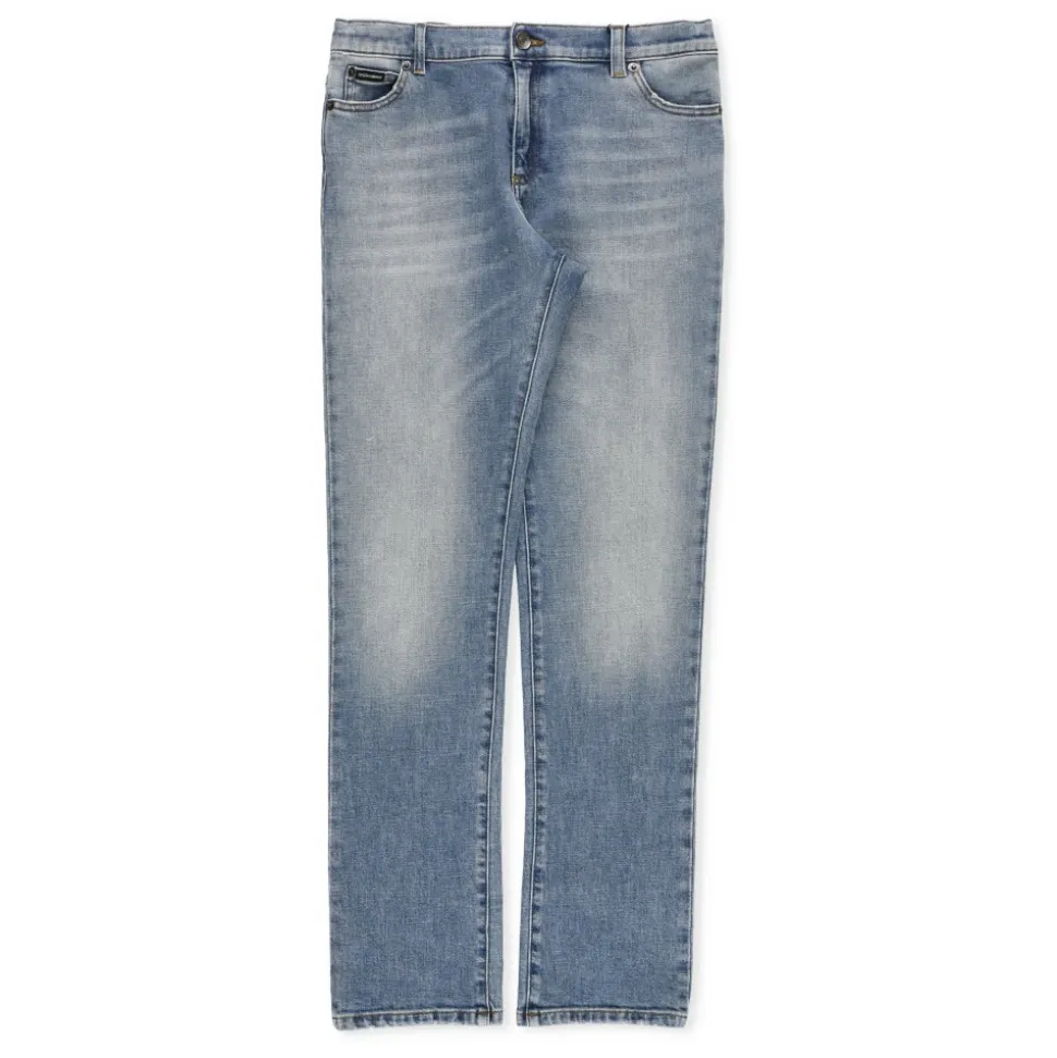 Jeans in Cotone Blu Chiaro per Ragazzi