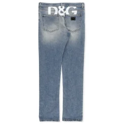 Jeans in Cotone Blu Chiaro per Ragazzi