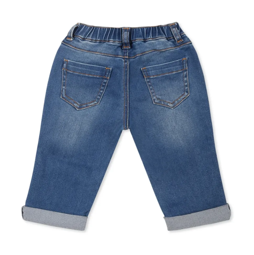 Jeans in Denim Blu con Orsetto