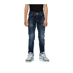 Jeans in Denim con Badge Viola