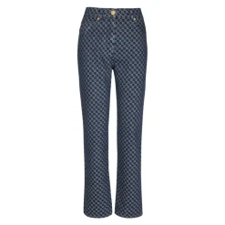 Jeans in denim con monogramma taglio dritto